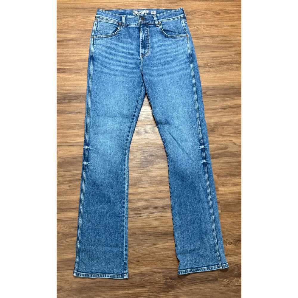 Wrangler Retro Slim Boot Jeans Mens Blue Medium Wash Denim WLT20MS Sz 32x36